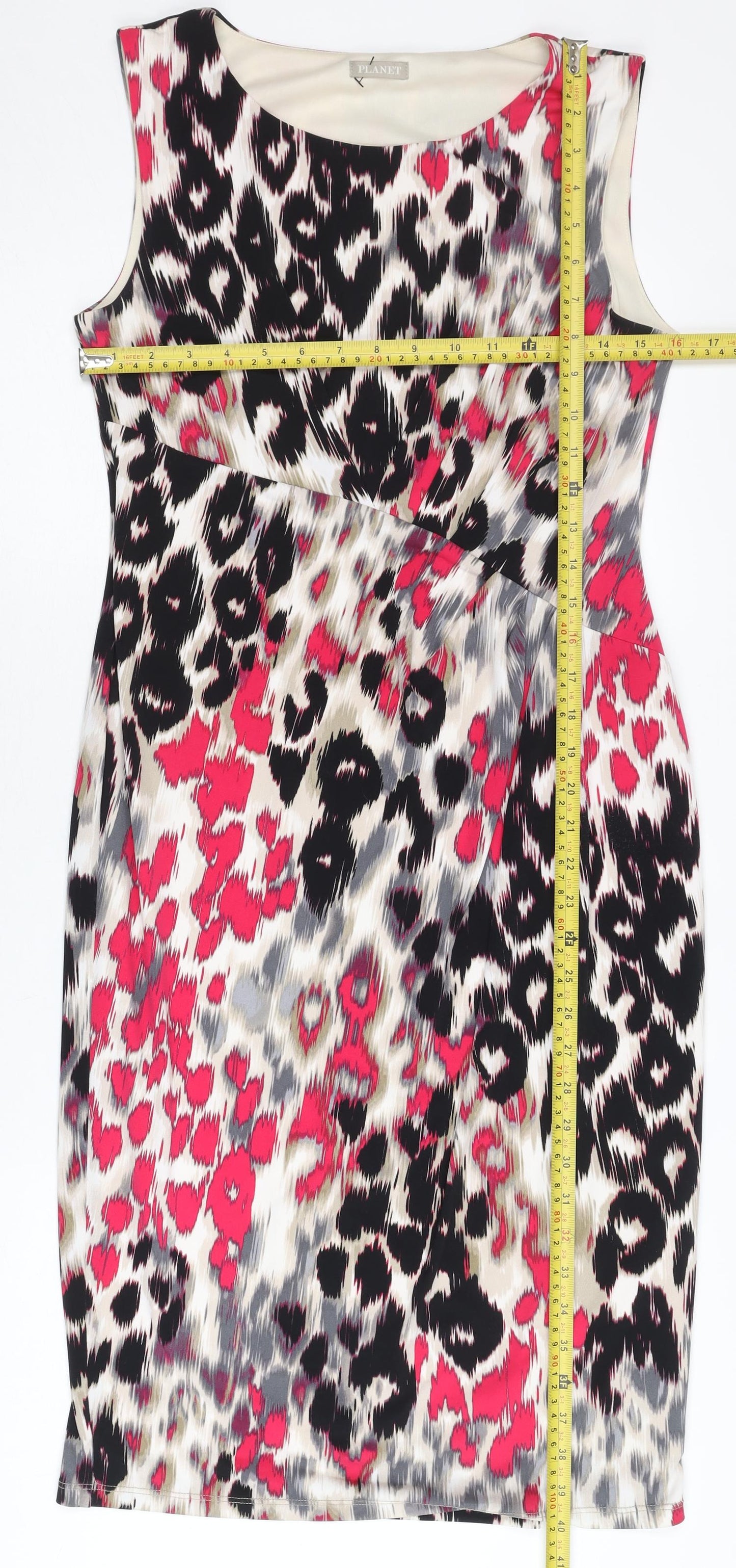 Planet Womens Multicoloured Size 10 Sheath Knee Length Dress