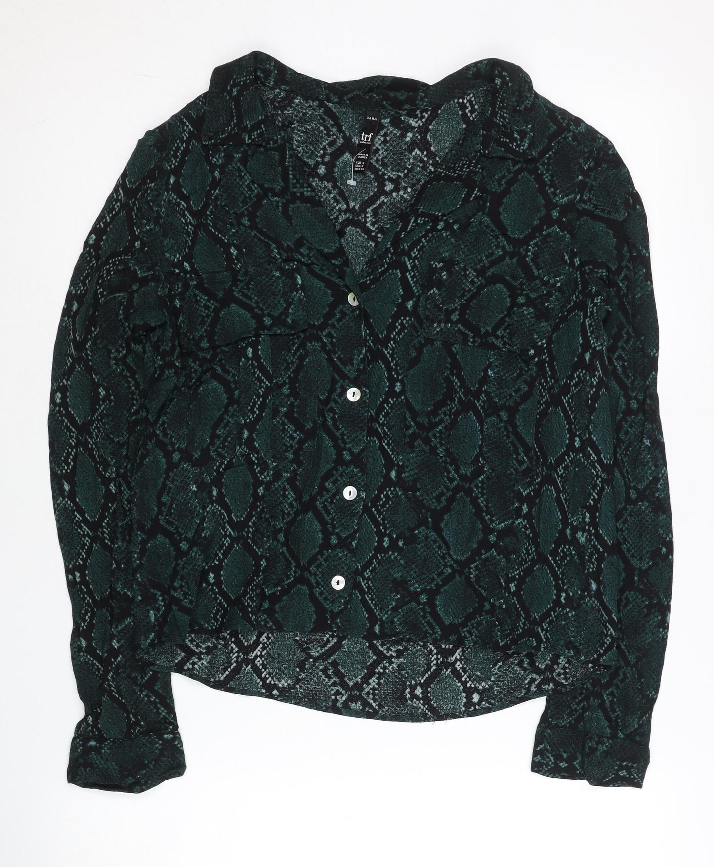 Womens UK Size 8 Zara Green Classic Button-Up
