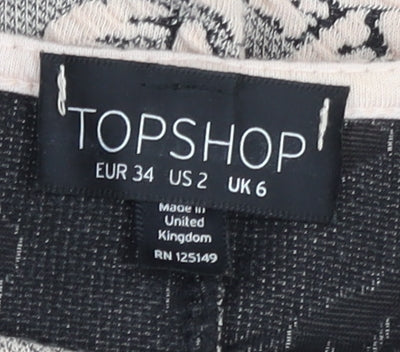 Topshop Women’s Grey Floral Skater Dress UK 6 Short Sleeve