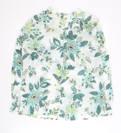 Marks and Spencer Womens Ivory Floral Cotton Tunic Blouse Size 6