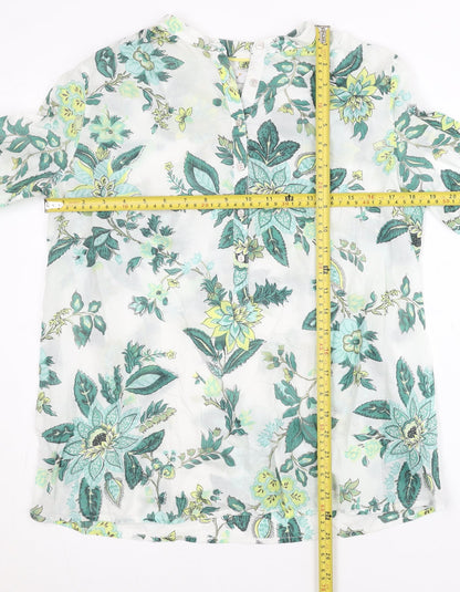 Marks and Spencer Womens Ivory Floral Cotton Tunic Blouse Size 6