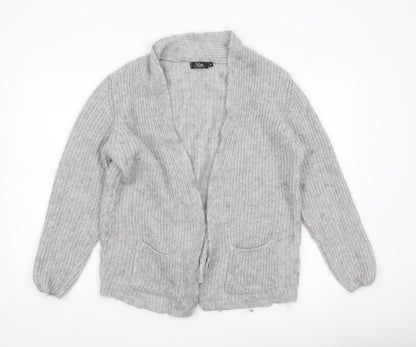 Yida Women’s Grey XL Chunky Knit Open Cardigan with Pockets