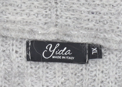 Yida Women’s Grey XL Chunky Knit Open Cardigan with Pockets