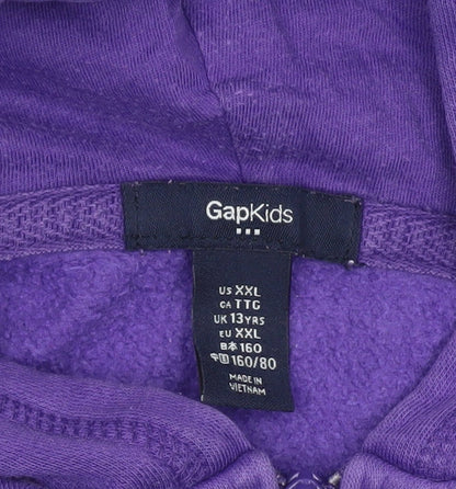 GAP Kids Girls Purple Sequin Logo Full Zip Hoodie Age 13 Years