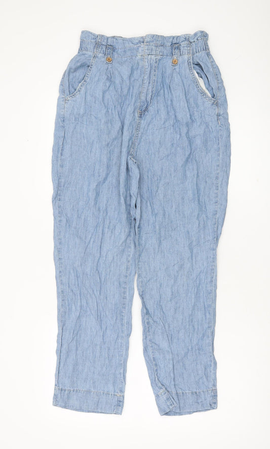 Next Women’s Blue Chino Trousers Size 8R Relaxed Fit