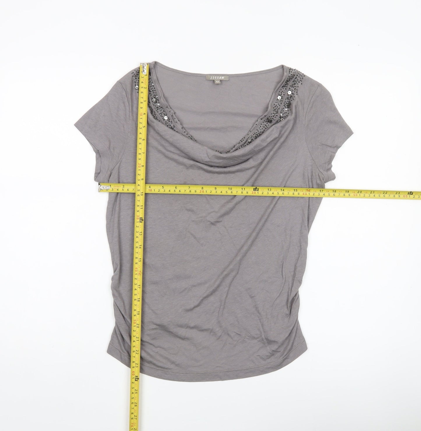 Womens UK Size XS Jigsaw Grey Basic T-Shirt