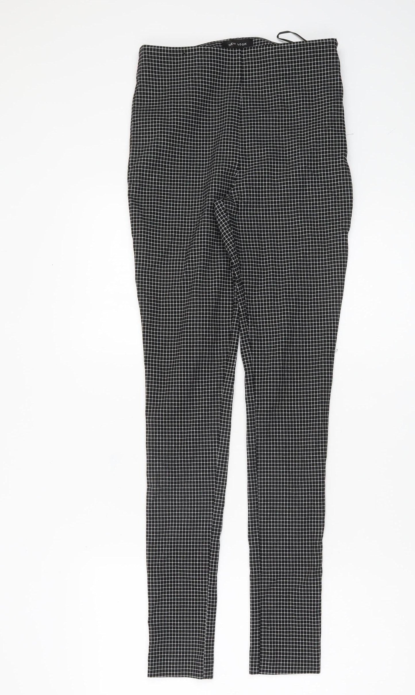 New Look Womens Black Check Slim Fit Trousers Size 8 Workwear