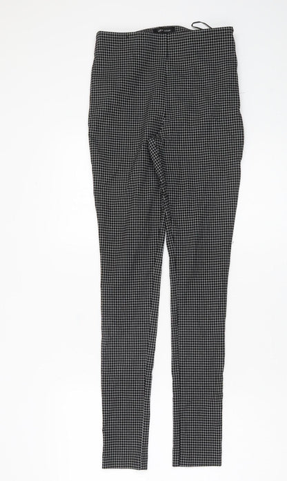 New Look Womens Black Check Slim Fit Trousers Size 8 Workwear