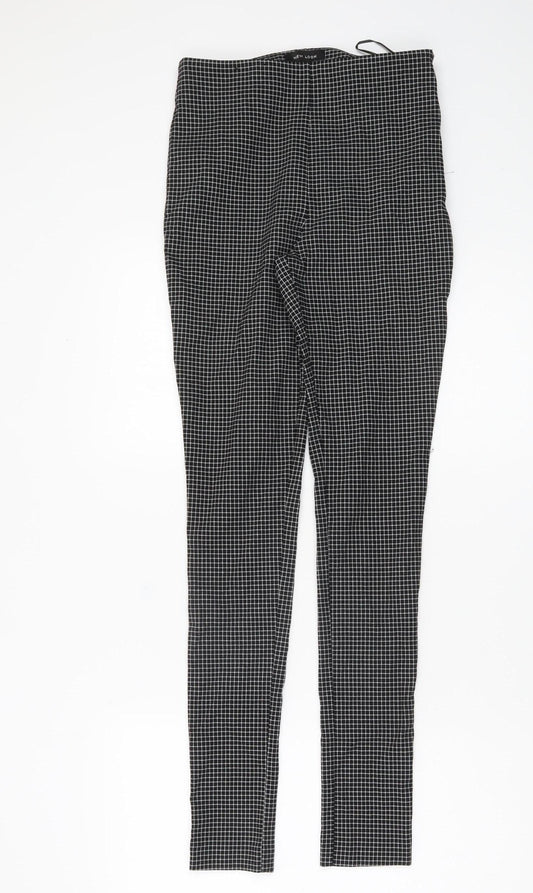 New Look Womens Black Check Slim Fit Trousers Size 8 Workwear