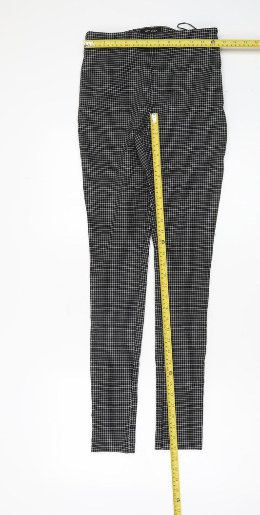 New Look Womens Black Check Slim Fit Trousers Size 8 Workwear