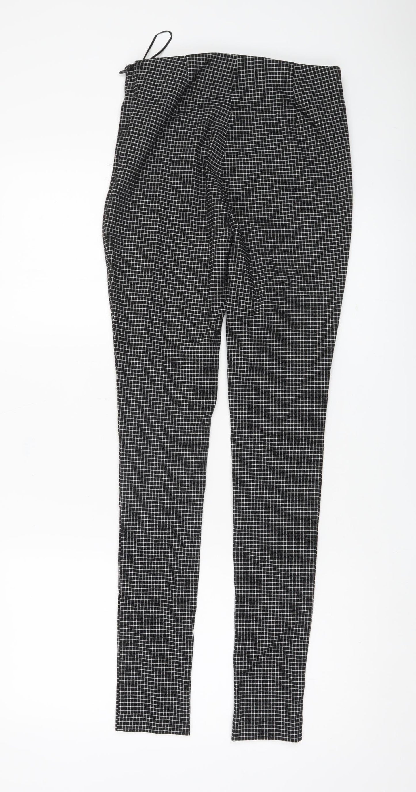 New Look Womens Black Check Slim Fit Trousers Size 8 Workwear