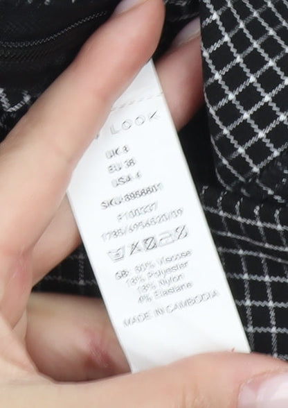 New Look Womens Black Check Slim Fit Trousers Size 8 Workwear