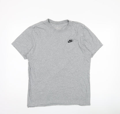 Nike Men’s Grey Logo Crew Neck Cotton T-Shirt Size M