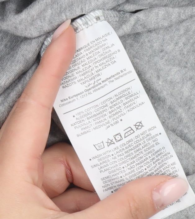 Nike Men’s Grey Logo Crew Neck Cotton T-Shirt Size M