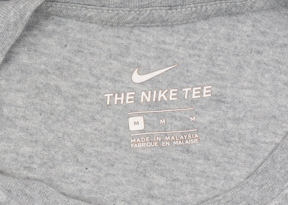 Nike Men’s Grey Logo Crew Neck Cotton T-Shirt Size M
