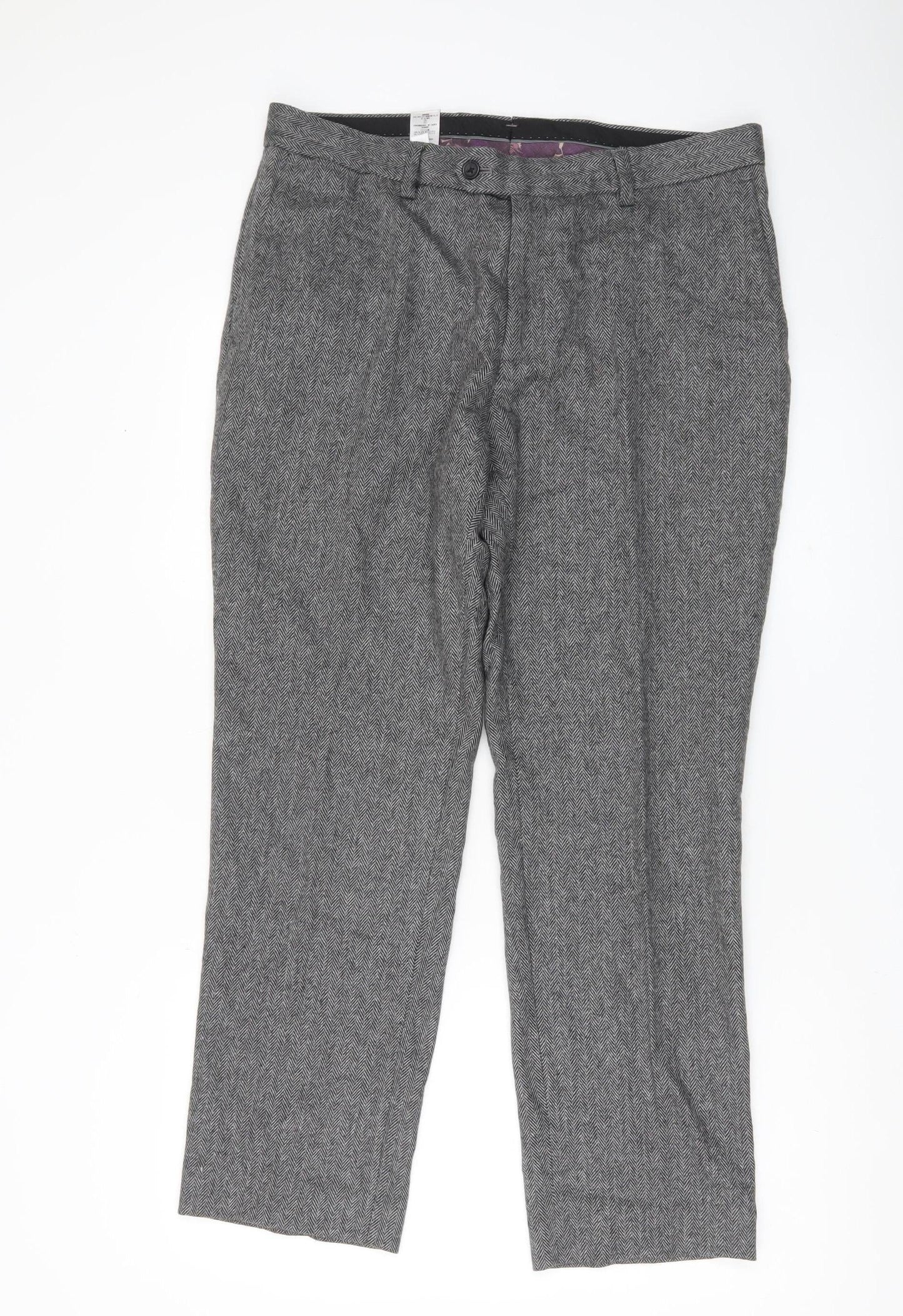 Next Women’s Grey Herringbone Wool Blend Dress Pants Size 14