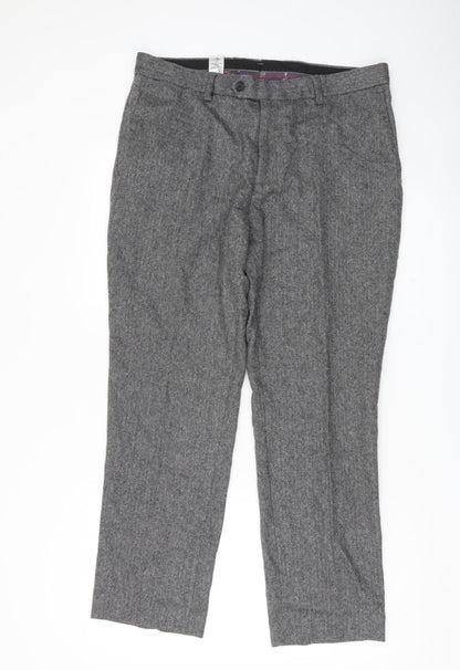 Next Women’s Grey Herringbone Wool Blend Dress Pants Size 14