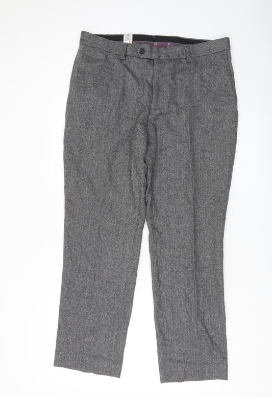 Next Women’s Grey Herringbone Wool Blend Dress Pants Size 14