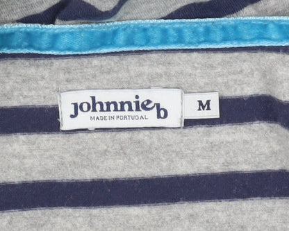 Johnnie B Womens Grey Blue Striped A-Line Jersey Dress M