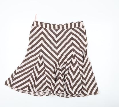 Fenn Wright Manson Women’s Brown Striped Linen A-Line Skirt Size 12