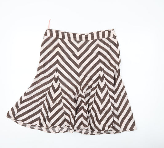 Fenn Wright Manson Women’s Brown Striped Linen A-Line Skirt Size 12