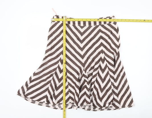 Fenn Wright Manson Women’s Brown Striped Linen A-Line Skirt Size 12