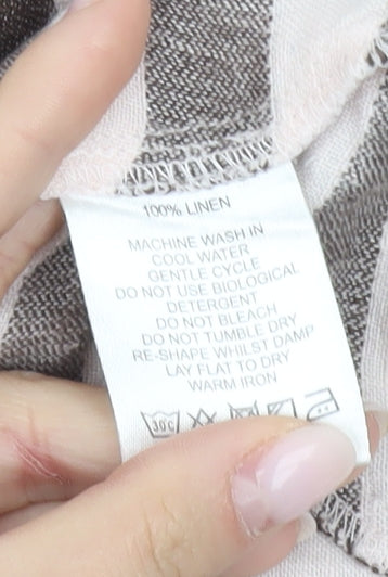 Fenn Wright Manson Women’s Brown Striped Linen A-Line Skirt Size 12