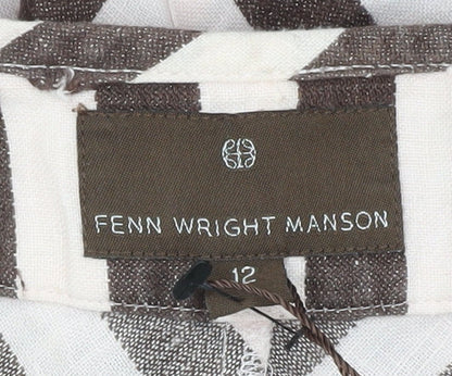 Fenn Wright Manson Women’s Brown Striped Linen A-Line Skirt Size 12