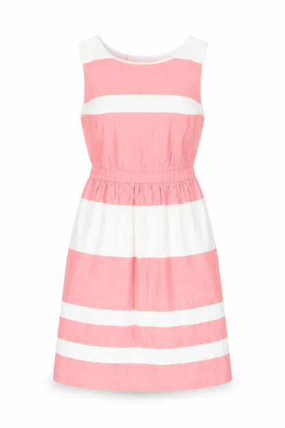 FatFace Women’s Pink White Striped Cotton A-Line Dress Size 8