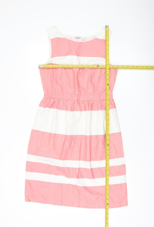 FatFace Women’s Pink White Striped Cotton A-Line Dress Size 8