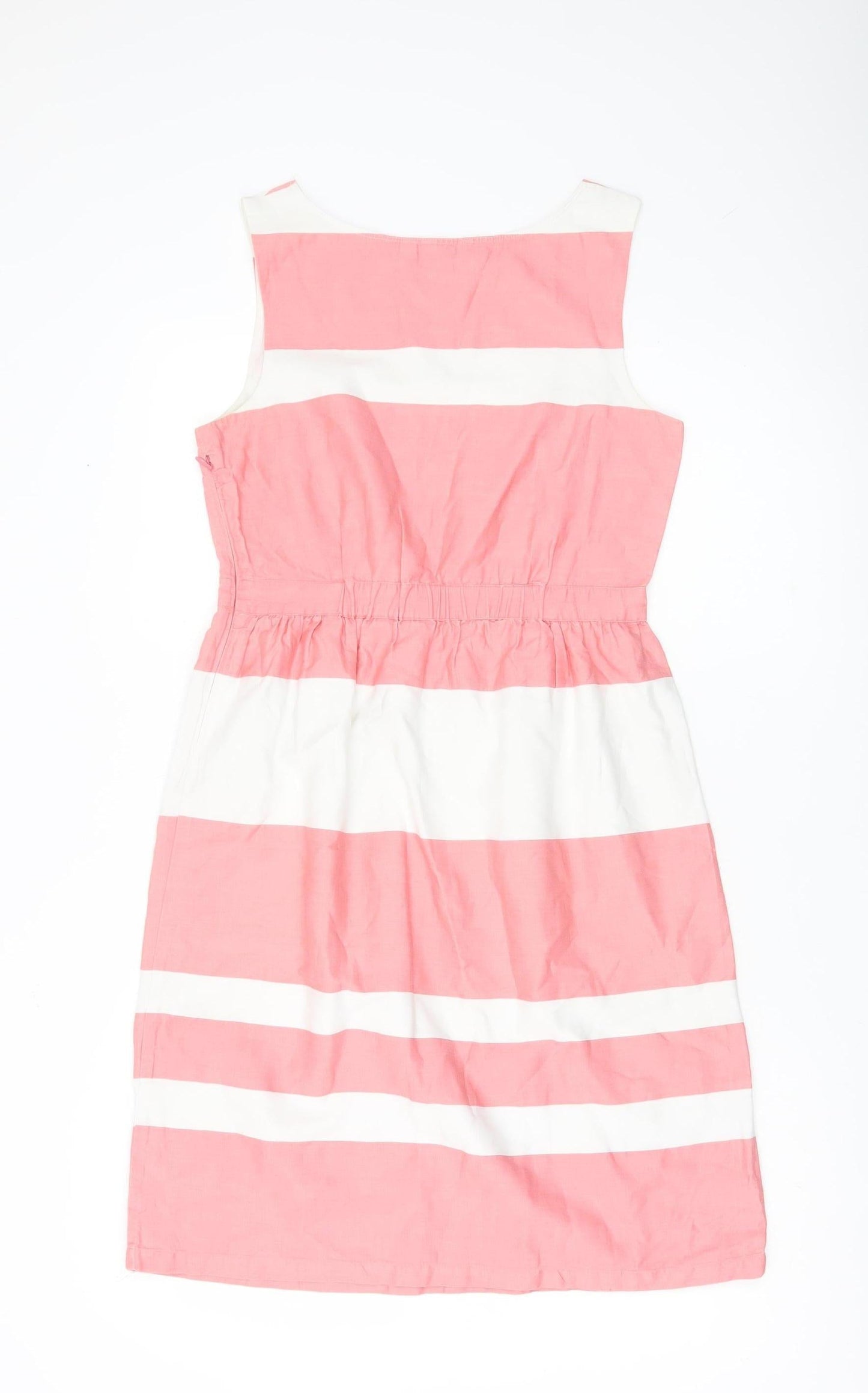 FatFace Women’s Pink White Striped Cotton A-Line Dress Size 8