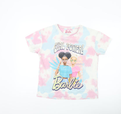 Barbie Girls Multicoloured Tie-Dye Graphic Print T-Shirt Age 8 Cotton