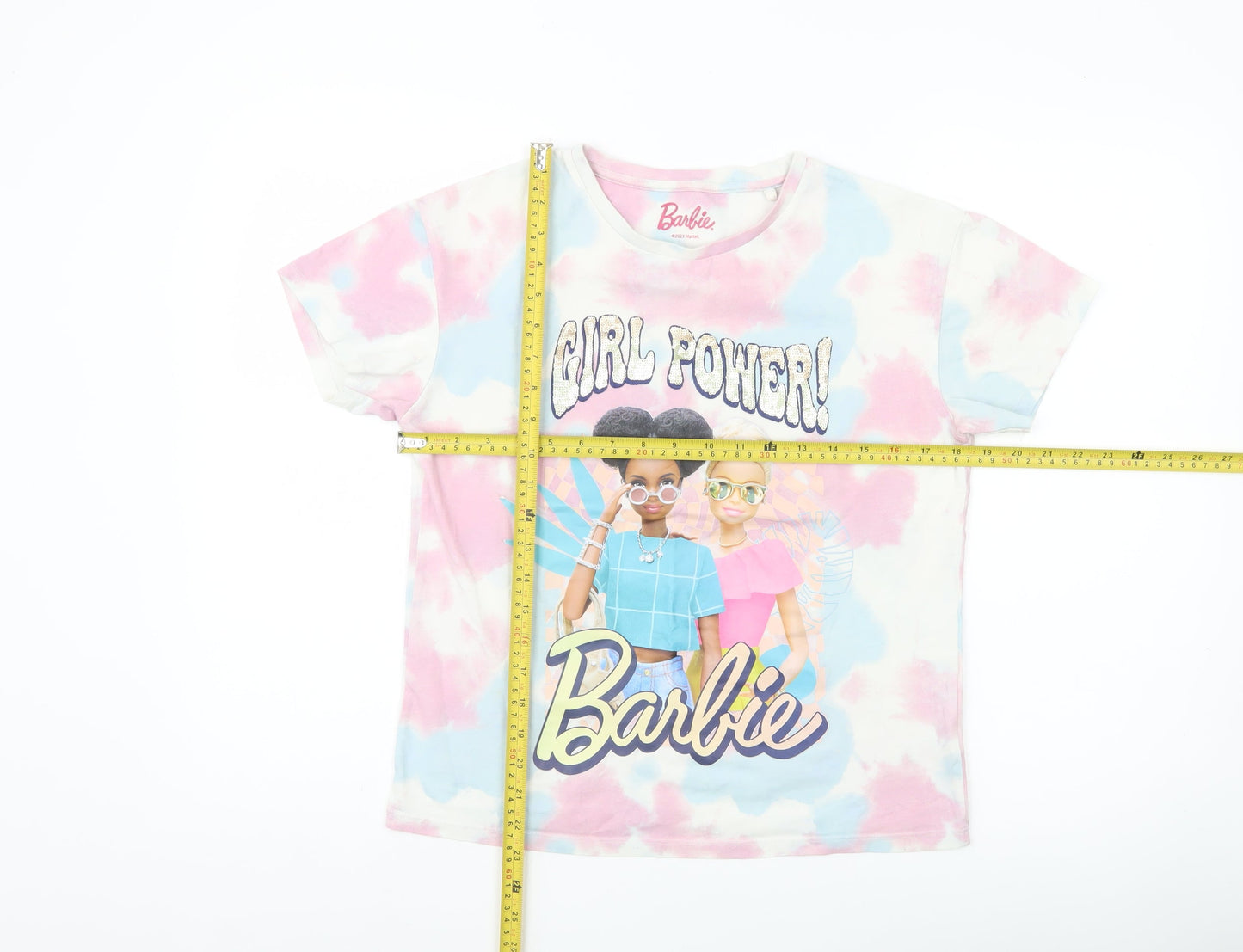 Barbie Girls Multicoloured Tie-Dye Graphic Print T-Shirt Age 8 Cotton