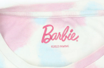 Barbie Girls Multicoloured Tie-Dye Graphic Print T-Shirt Age 8 Cotton