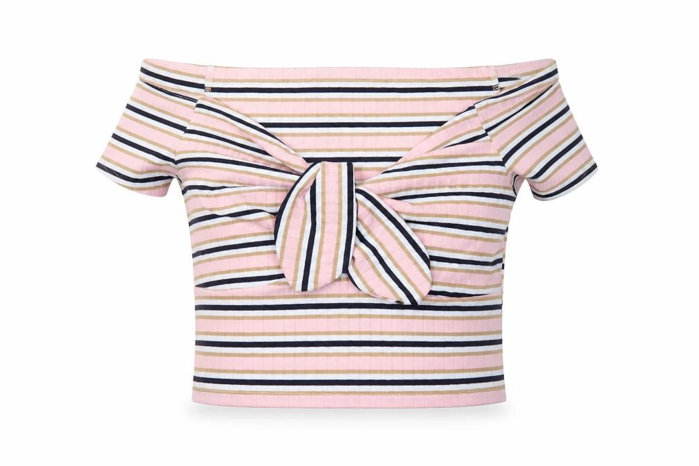 Womens UK Size 10 New Look Multicoloured Cropped T-Shirt