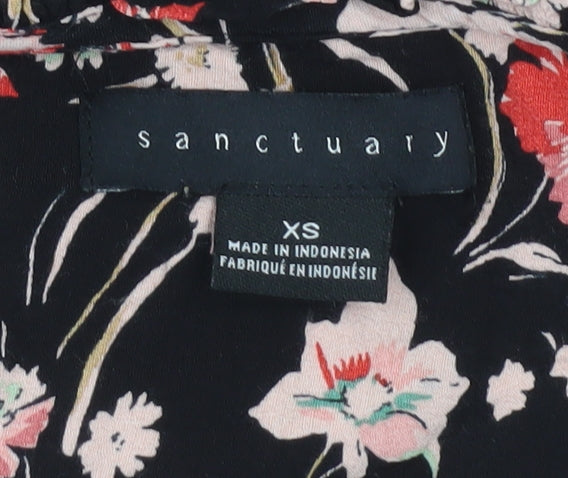 Sanctuary Womens Floral Blouse XS Multicoloured Rayon Tunic Long Sleeve