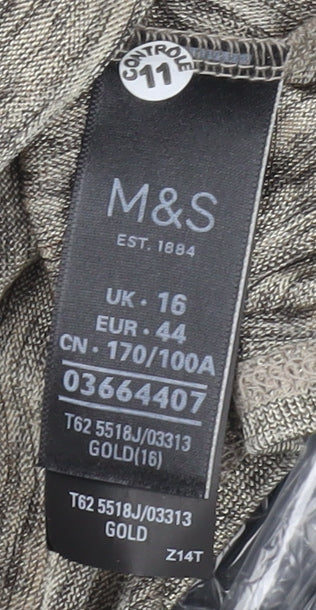 Womens UK Size 16 Marks and Spencer Gold Tunic Blouse