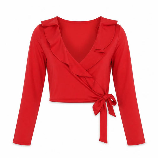 Womens UK Size 8 Boohoo Red Wrap Blouse