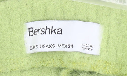 Bershka Womens Green XS Flared Knit Trousers Retro 90s Party Slim