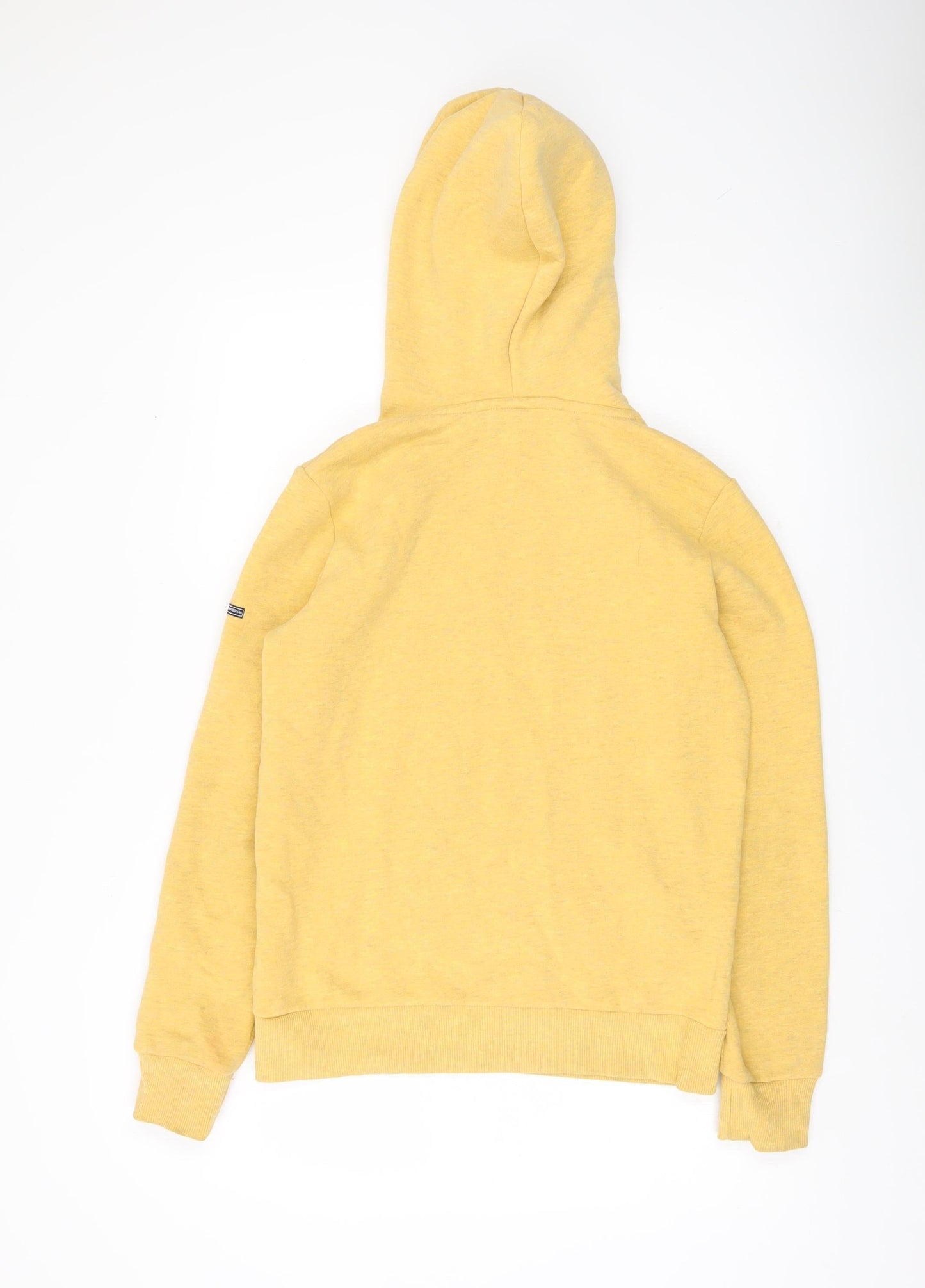 Superdry Womens Yellow Pullover Hoodie Size 8 Logo Print