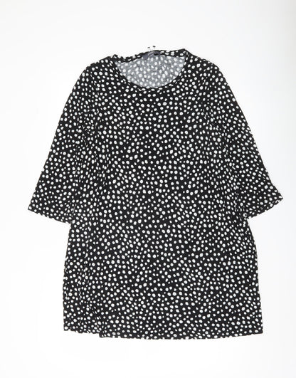 Studio Womens Black Polka Dot Tunic Blouse Size 12 Viscose 3/4 Sleeve
