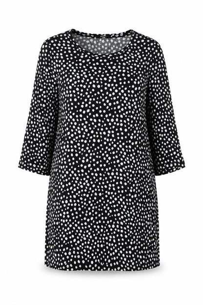 Studio Womens Black Polka Dot Tunic Blouse Size 12 Viscose 3/4 Sleeve
