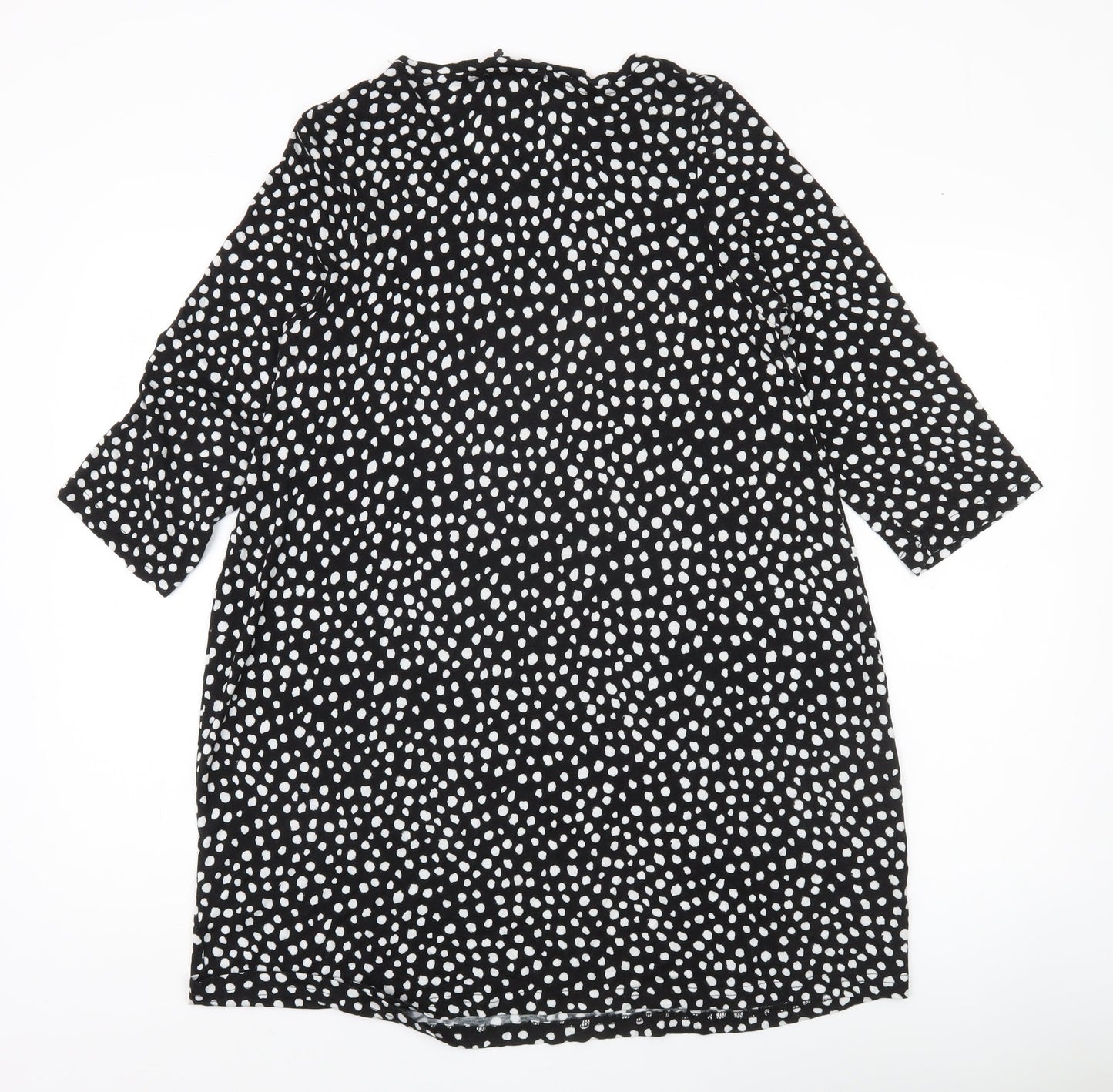 Studio Womens Black Polka Dot Tunic Blouse Size 12 Viscose 3/4 Sleeve