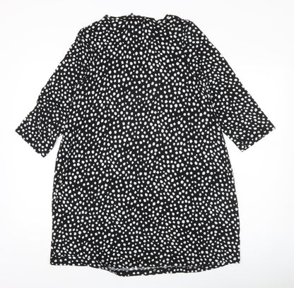 Studio Womens Black Polka Dot Tunic Blouse Size 12 Viscose 3/4 Sleeve