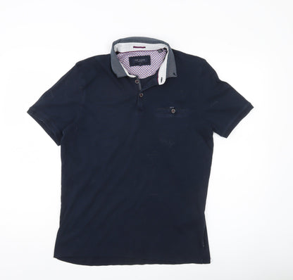 Ted Baker Men's Blue Slim Fit Polo Shirt Size L Cotton Casual