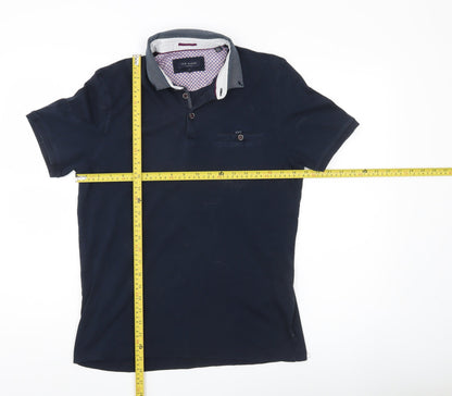 Ted Baker Men's Blue Slim Fit Polo Shirt Size L Cotton Casual