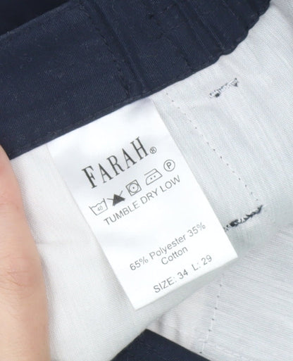 Farah Men’s Blue Chino Trousers Size 34W 29L Straight Leg