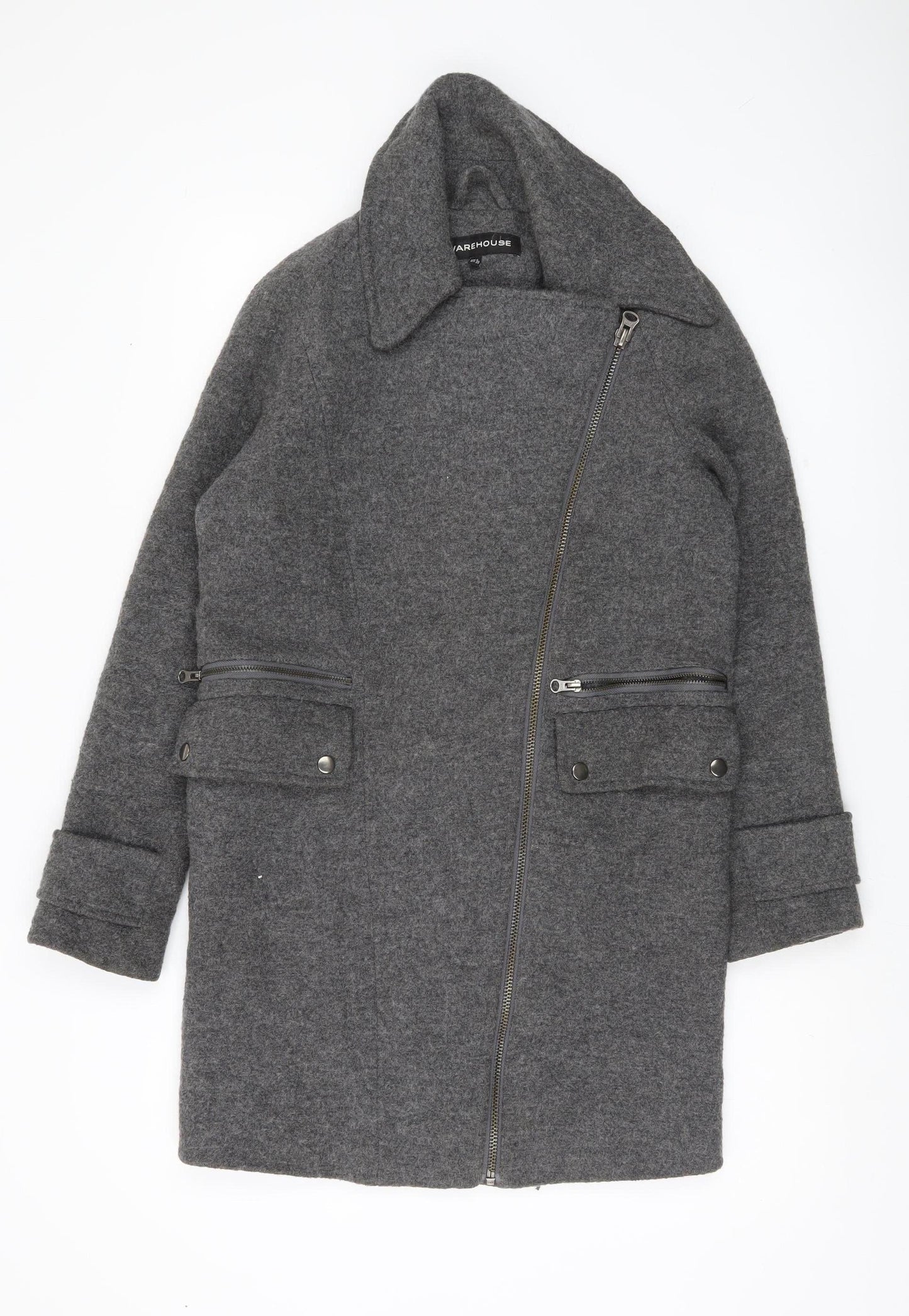 Womens UK Size 6 Warehouse Grey Overcoat