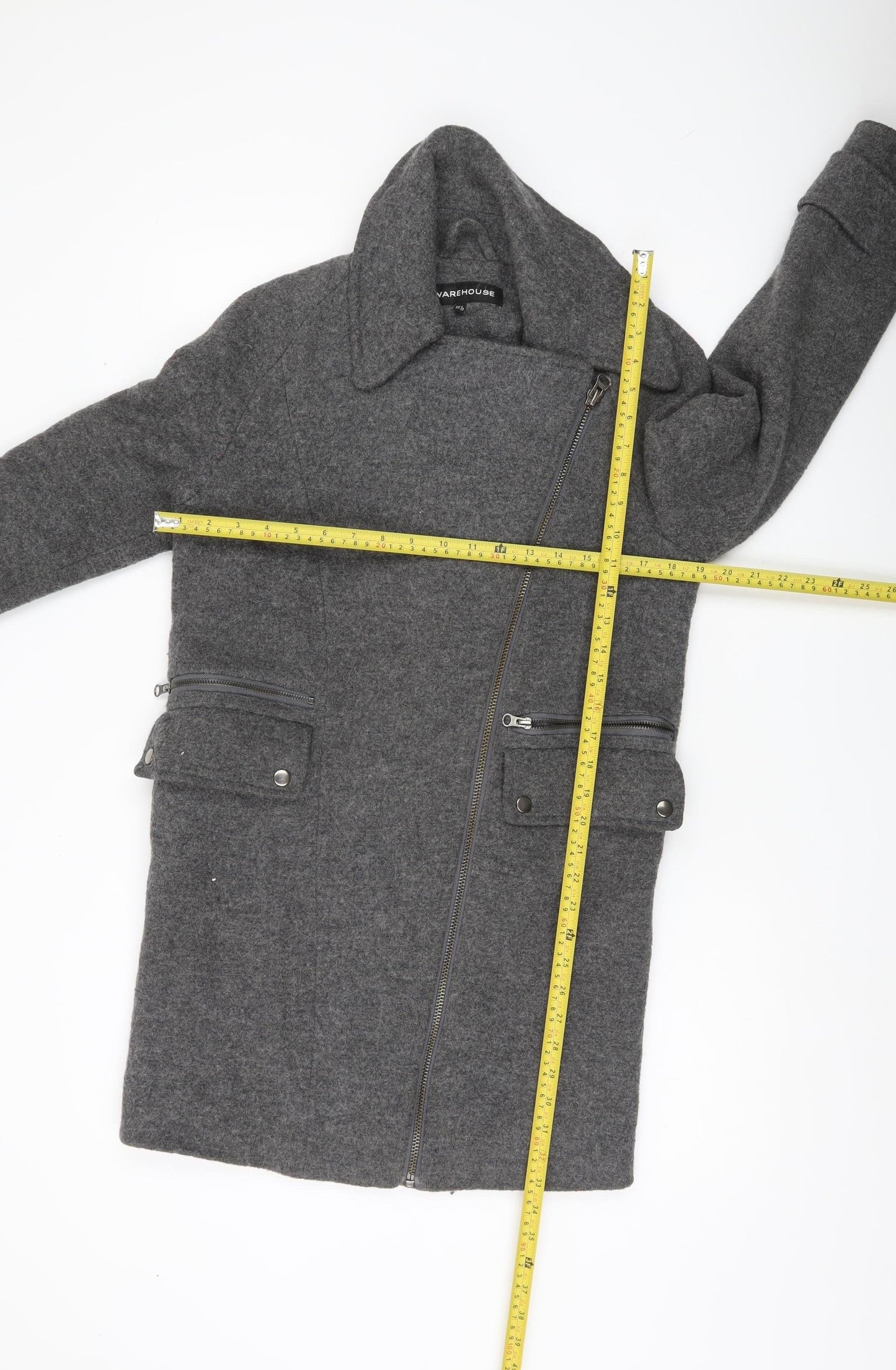 Womens UK Size 6 Warehouse Grey Overcoat