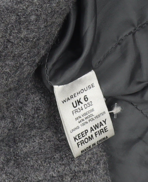 Womens UK Size 6 Warehouse Grey Overcoat